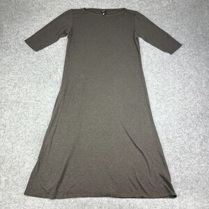 Eileen Fisher Midi Dress Womens Small Brown Jersey Half Sleeve Comfort USA Made
